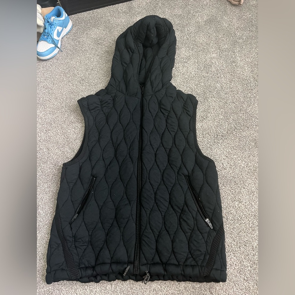 NWOT Free People Black Quilted Hooded Vest